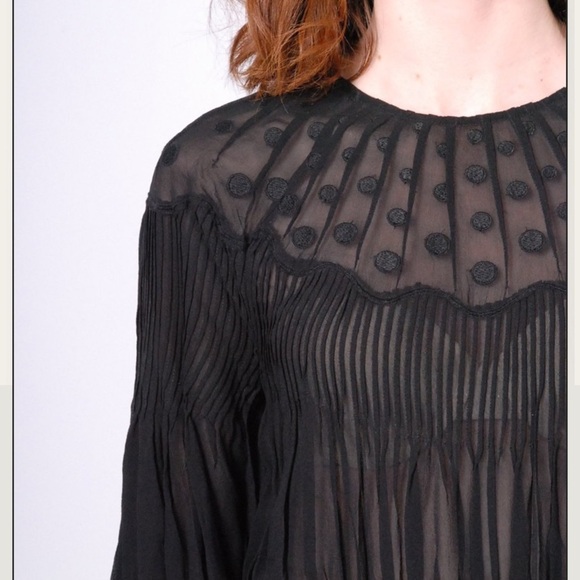 Ulla Johnson Alba Silk Polka Dot Sheer Blouse - Picture 7 of 16